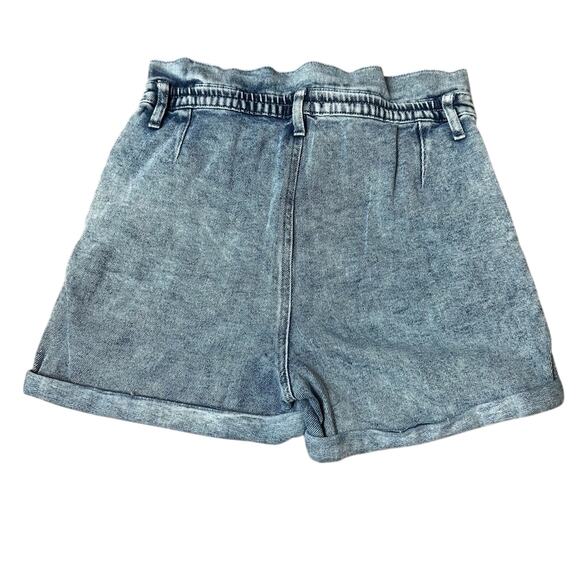 Denim Jean Shorts Cuffed Acid Wash Retro Pleated High Rise Boho Cute Girls Sz 16 - Picture 2 of 7